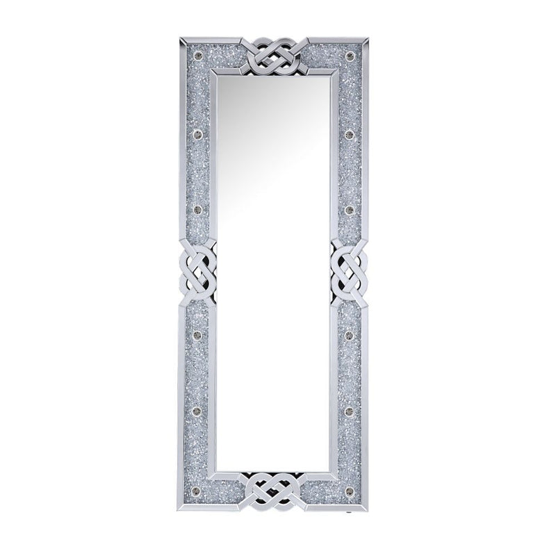 Noralie - 63" Rectangular Floor Mirror With Faux Diamonds - Mirrored