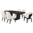 Leandro - 5 Piece Rectangular Dining Table Set - Cream / Burnished Black
