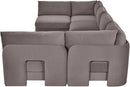 Hammond - Velvet Performance Fabric Upholstered 6 Piece U-Shaped Armless Sectional