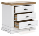 Ashbryn - Three Drawer Night Stand - White / Natural
