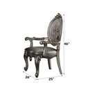 Versailles - Arm Chair (Set of 2) - Silver Synthetic Leather & Antique Platinum