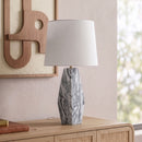 Seraphine - Genuine Marble And Linen Textured Fabric Table Lamp