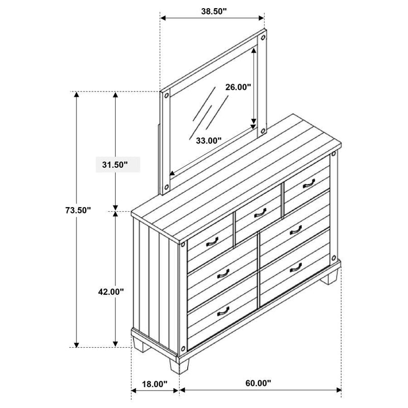 Lilith - 7-Drawer Dresser With Mirror - Distressed White