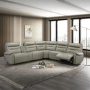 Jayke - Power Motion Sectional Sofa - Light Gray Top Grain Leather Match