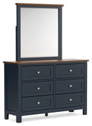 Landocken - Dresser and Mirror - Brown / Blue