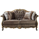 Betria - Loveseat With 4 Pillows - Light Green Velvet, Gold & Black High Gloss