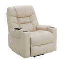 Nairi - Power Recliner With Lift & Heating & Massage - Ivory Leather Aire