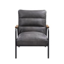 Nignu - Accent Chair - Gray Top Grain Leather & Matt Iron