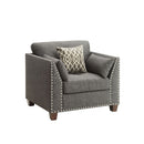 Laurissa - Chair With 3 Pillows - Light Charcoal Linen
