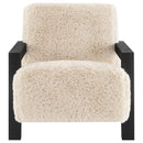 Fitzroy - Faux Fur Upholstered Chair Solid Wood Arms - Latte