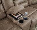 Ravenel - 3-Piece Power Reclining Sectional With Laf Power Reclining Loveseat With Console - Faux Leather - Fossil
