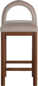Conrad - Velvet Counter Stool With Brown Legs