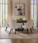 Leandro - 7 Piece Round Dining Table Set - Cream / Burnished Black