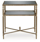 Cloverty - Rectangular End Table - Aged Gold Finish