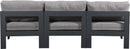 Nizuc - Outdoor Patio 3 Seat Armless Modular Sofa With Gray Frame