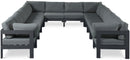 Nizuc - Outdoor Patio 12 Piece Modular Sectional With Gray Frame