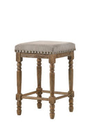 Farsiris - Counter Height Stool (Set of 2) - Beige Fabric & Weathered Oak
