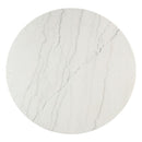 Edwyn - Round Dining Table - White Natural Marble Top & Espresso