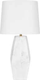 Seraphine - Genuine Marble And Linen Textured Fabric Table Lamp