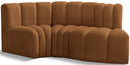 Arc - Velvet 3 Piece Modular L-Shaped Sofa - Saddle