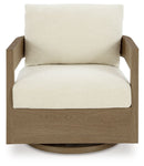 Serene Bay - Swivel Glider Chair With Cushion - Dark Brown / White