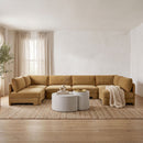 Hammond - Velvet Performance Fabric Upholstered 6 Piece U-Shaped Armless Sectional