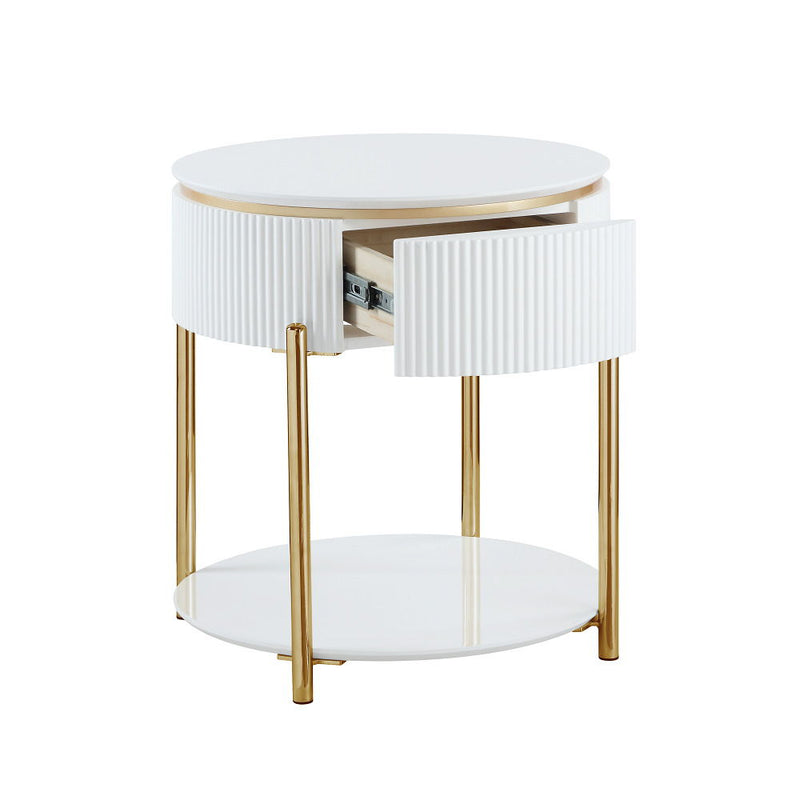 Daveigh - End Table - White High Gloss & Gold