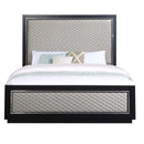 Nicola - Queen Bed - Silver Synthetic Leather & Black