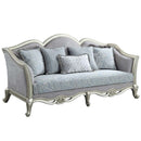 Qunsia - Sofa With 5 Pillows - Light Gray Linen & Champagne