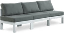Nizuc - Outdoor Patio 3 Seat Armless Modular Sofa With White Frame
