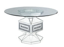 Noralie - 30" Dining Table - Clear Glass, Mirrored & Faux Diamonds