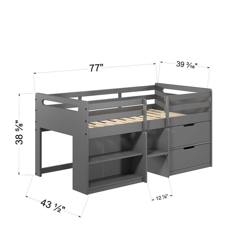 Fabiana - Twin Loft Bed - Gray Finish