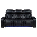 Zuma - Faux Leather Dual Power Reclining LED Sofa - Black