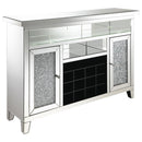 Melinda - 2-Door LED Mirrored Wine Storage Bar Cabinet - Silver
