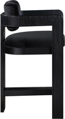Sacha - Velvet Stool With Black Base