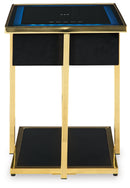 Rexwell - Accent Table With Speaker - Black / Gold Finish