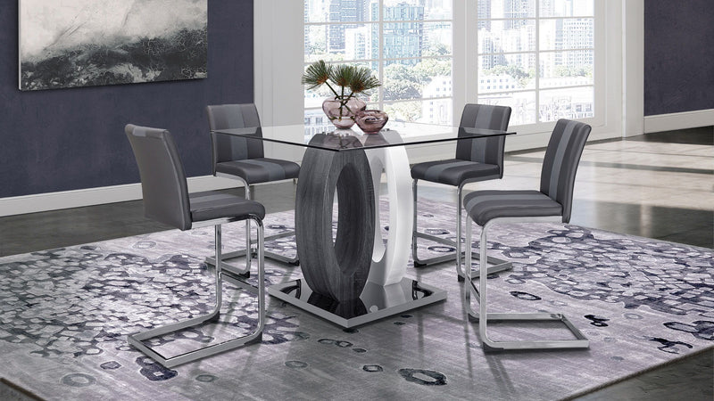 D1628 - Square Bar Table - Clear / Dark Gray / Silver / White