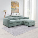 Zavala - Sectional Sofa With Sleeper & Storage - Light Green Chenille