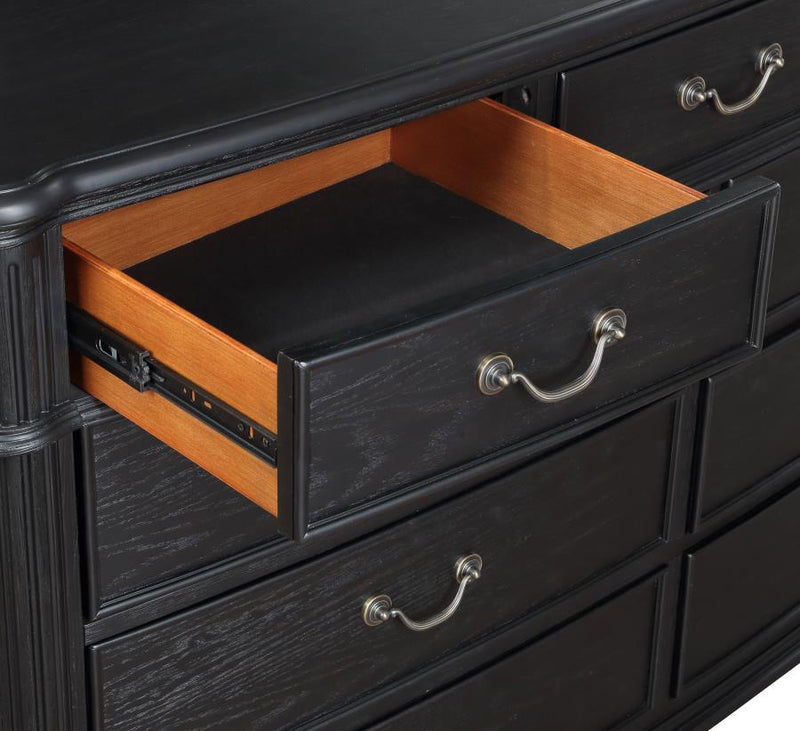 Celina - 9-Drawer Dresser With Mirror - Black