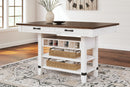 Valebeck - Rect Dining Room Counter Table With Wine Rack - White / Brown
