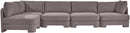 Hammond - Velvet Performance Fabric Upholstered 5 Piece L-Shaped Sectional