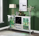 Noralie - 36" Wine Cabinet With LED - Mirrored & Faux Diamonds