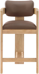 Sacha - Vegan Leather Upholstered Counter Stool With Natural Base