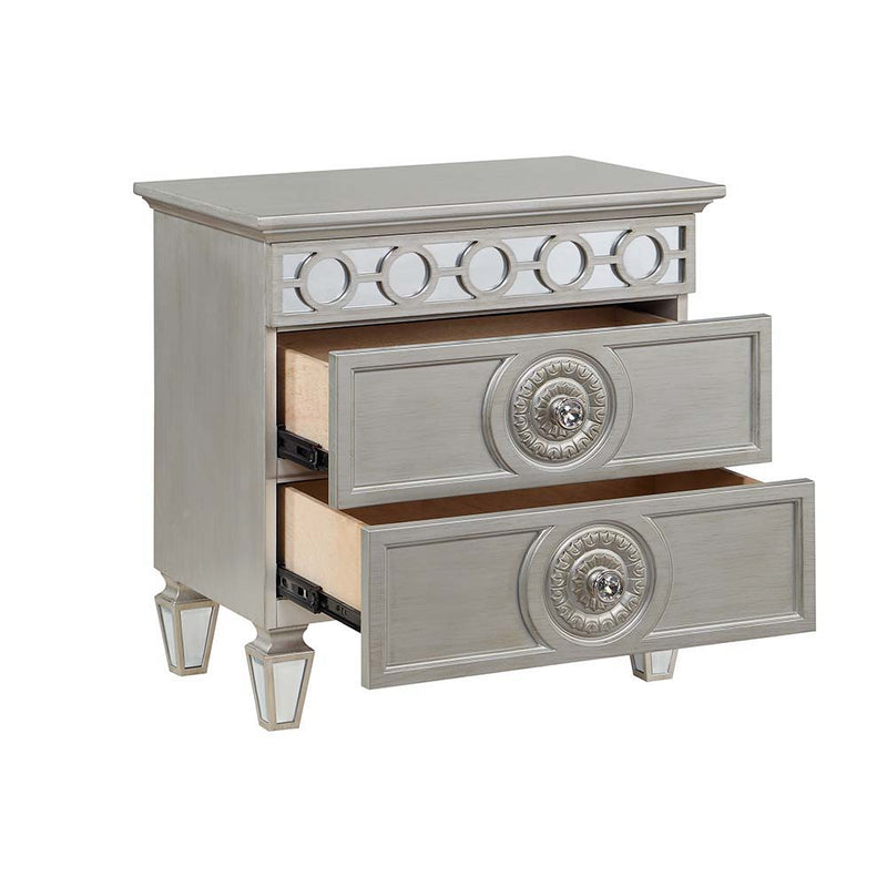 Varian - Nightstand - Silver & Mirrored Finish