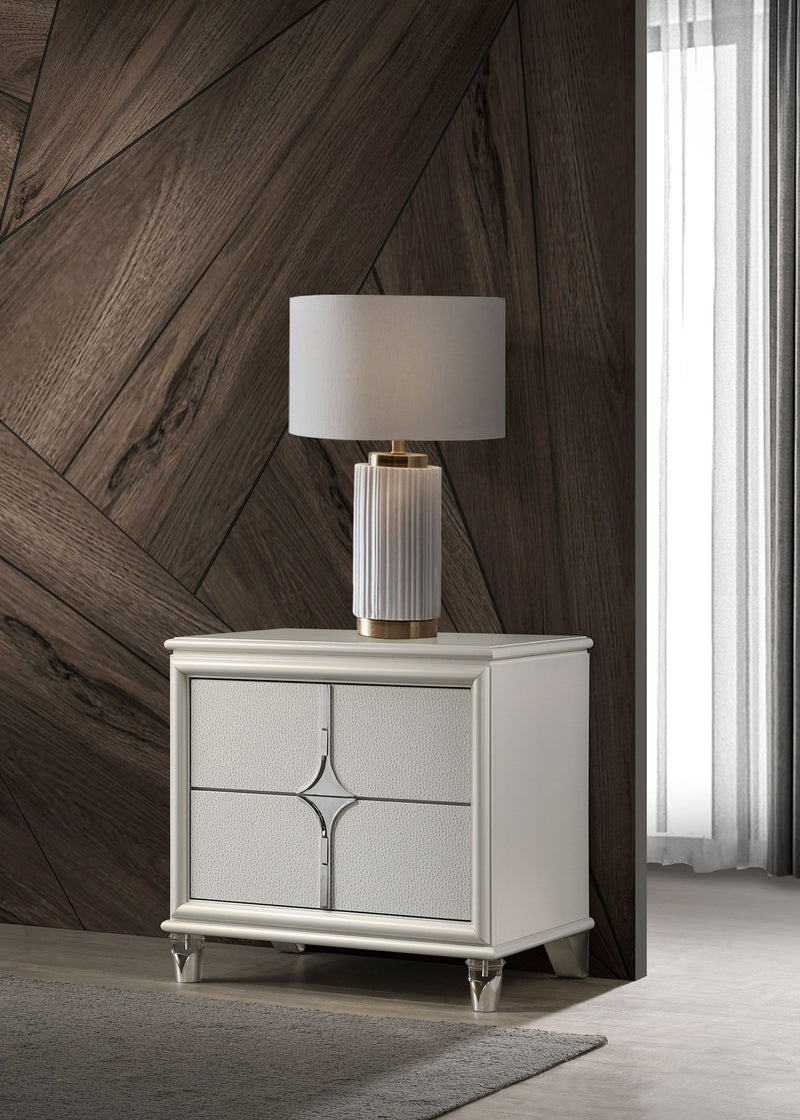 Olivia - 2-Drawer Nightstand Bedside Table - Pearl White