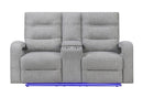 U6611 - Power Console Reclining Loveseat With LED - Dark Gray
