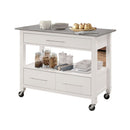 Ottawa - Kitchen Cart - Stainless Steel Top & White