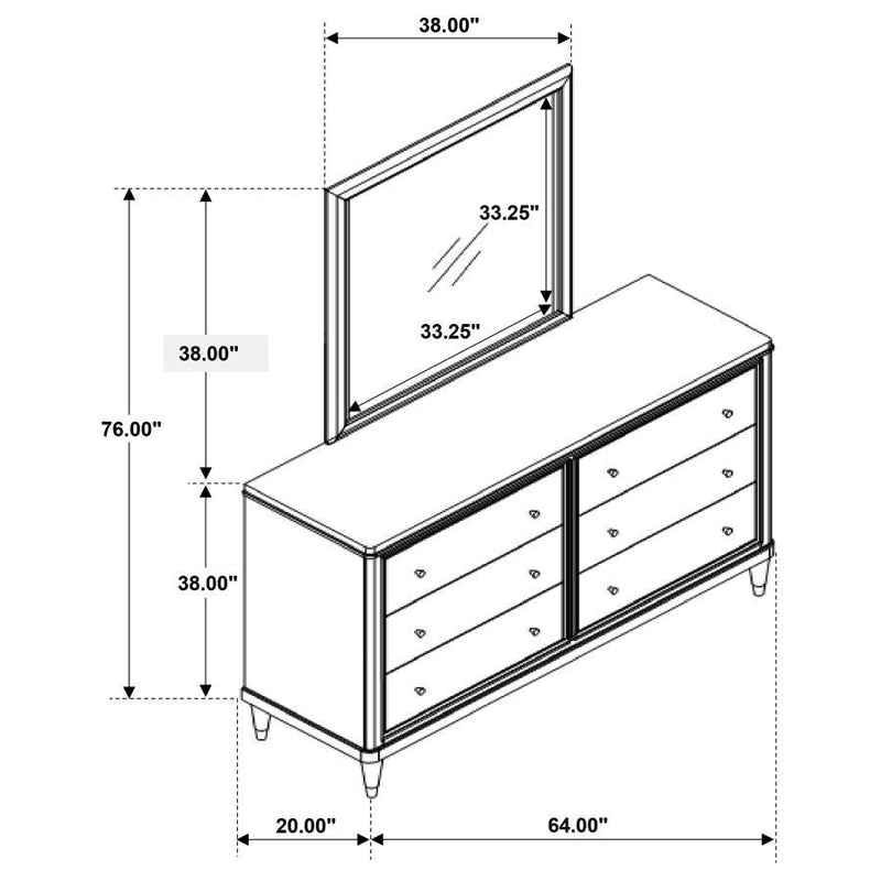 Emberlyn - 6-Drawer Dresser With Mirror - Brown