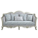 Qunsia - Sofa With 5 Pillows - Light Gray Linen & Champagne