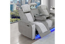 U8000 - 3 Piece Living Room Set (Power Console Reclining Loveseat With Power Headrest LED & Bluetooth Speaker, Power Reclining Sofa With Power Headrest DDT, Table Reading Light & LED/ Power Recliner With Power Headrest LED) - Gray